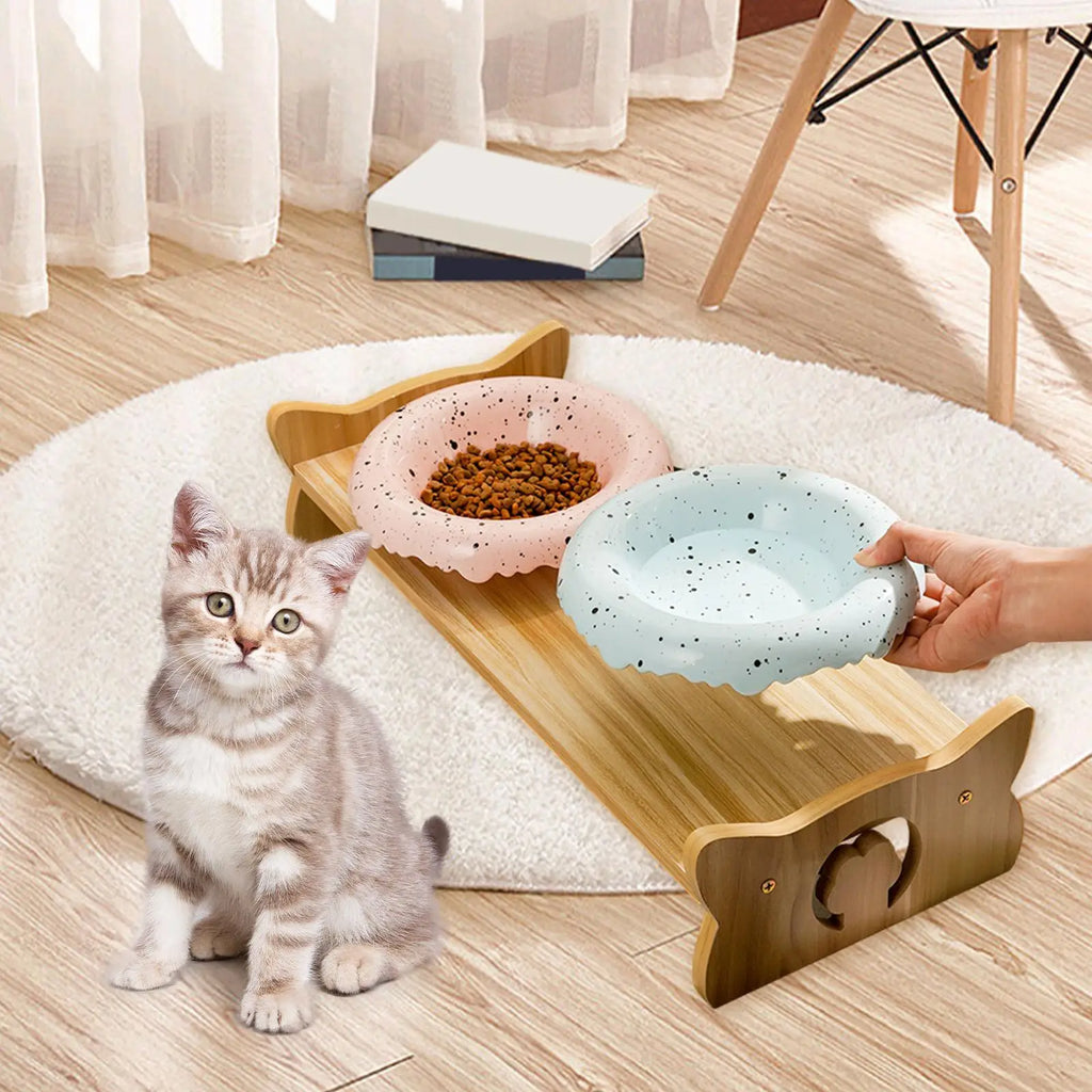 Wooden Elevated Feeder Bowl Stand