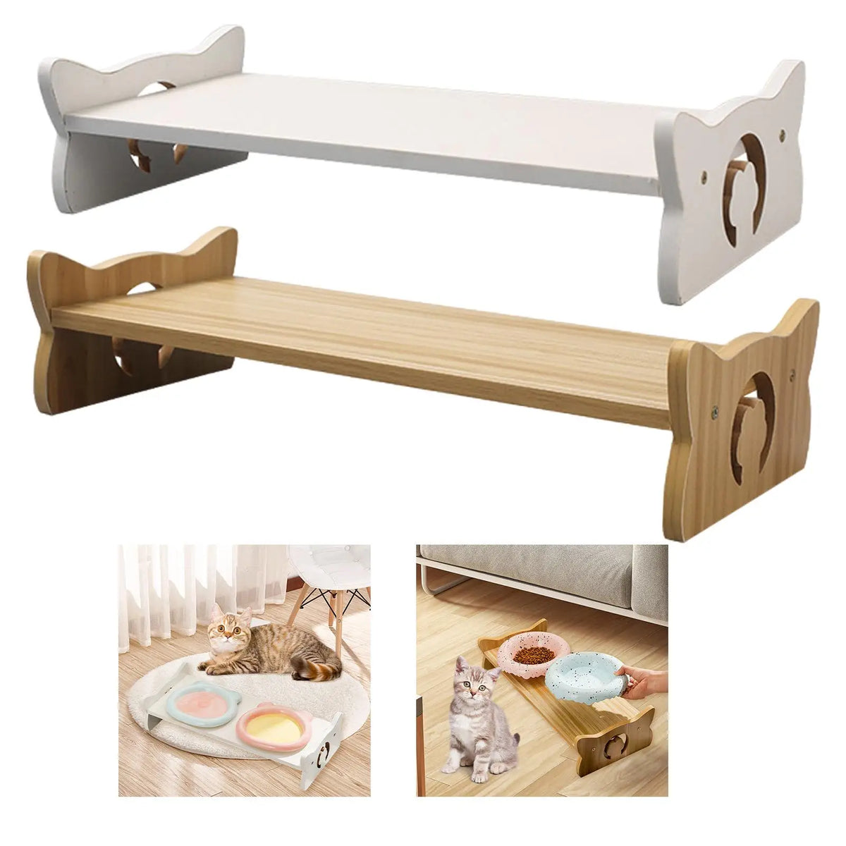 Wooden Elevated Feeder Bowl Stand