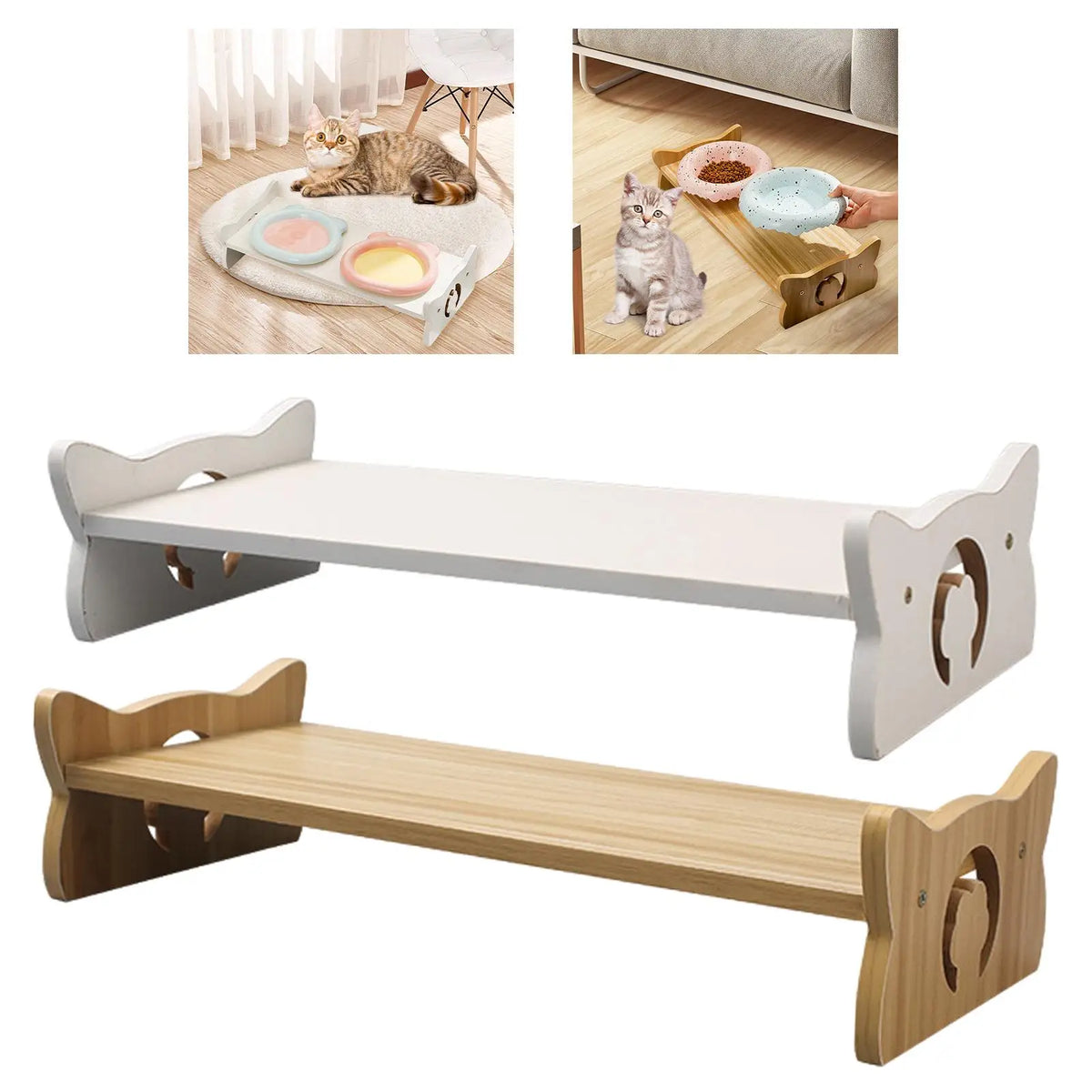 Wooden Elevated Feeder Bowl Stand